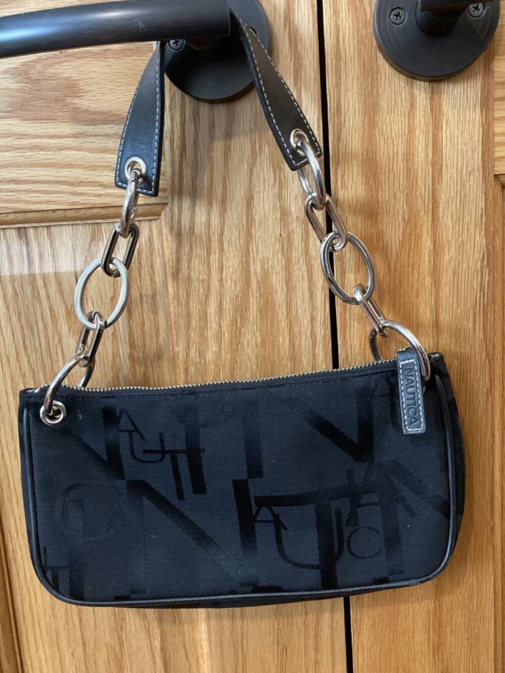 Nautica black embossed logo handbag